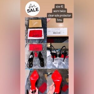 Hot Chick Sling Louboutin - worn twice. clear sole protectors on size 41